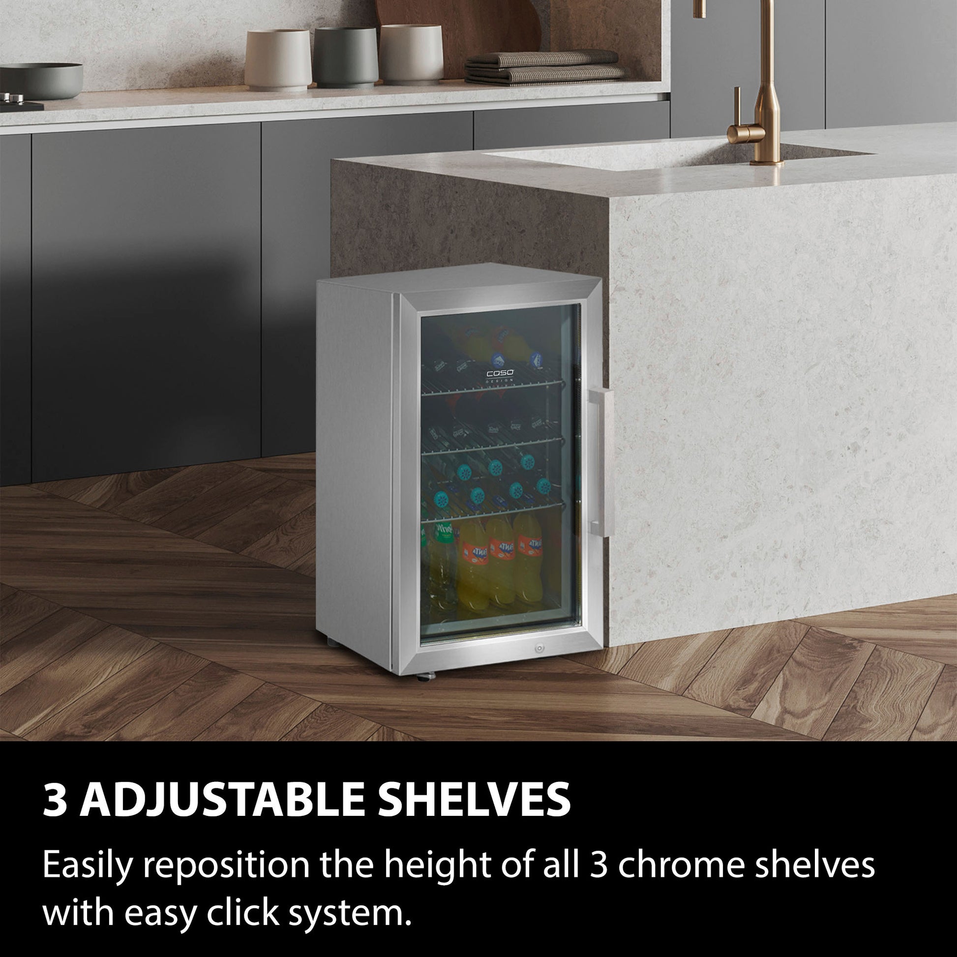 Caso Design, Outdoor Fridge, Silver, Left Sided Hinge