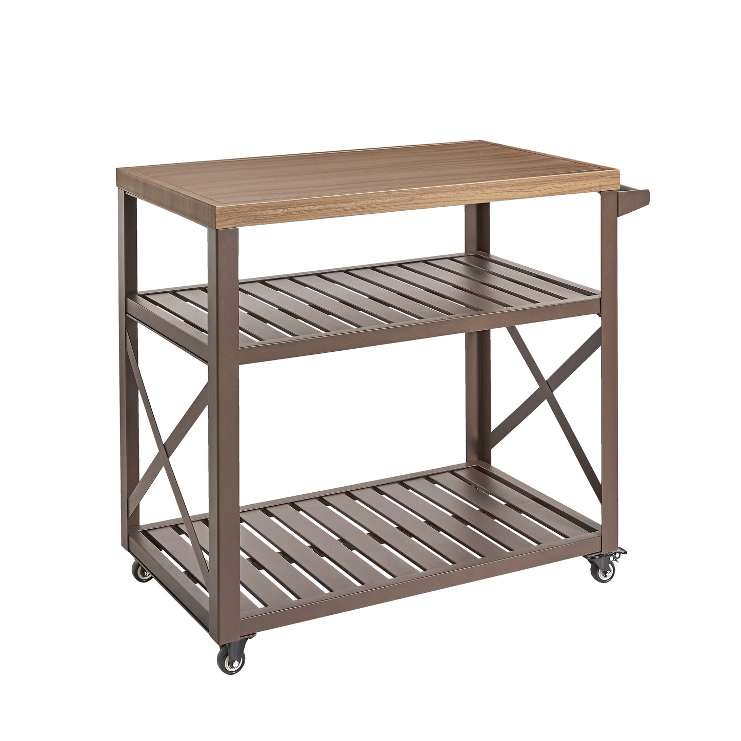 Trolley L Outdoor Serving Station with Wood-Effect Top and Locking Wheels