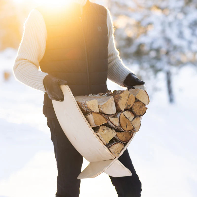 White Birch Log Rack – Indoor Firewood Holder in Nordic Design
