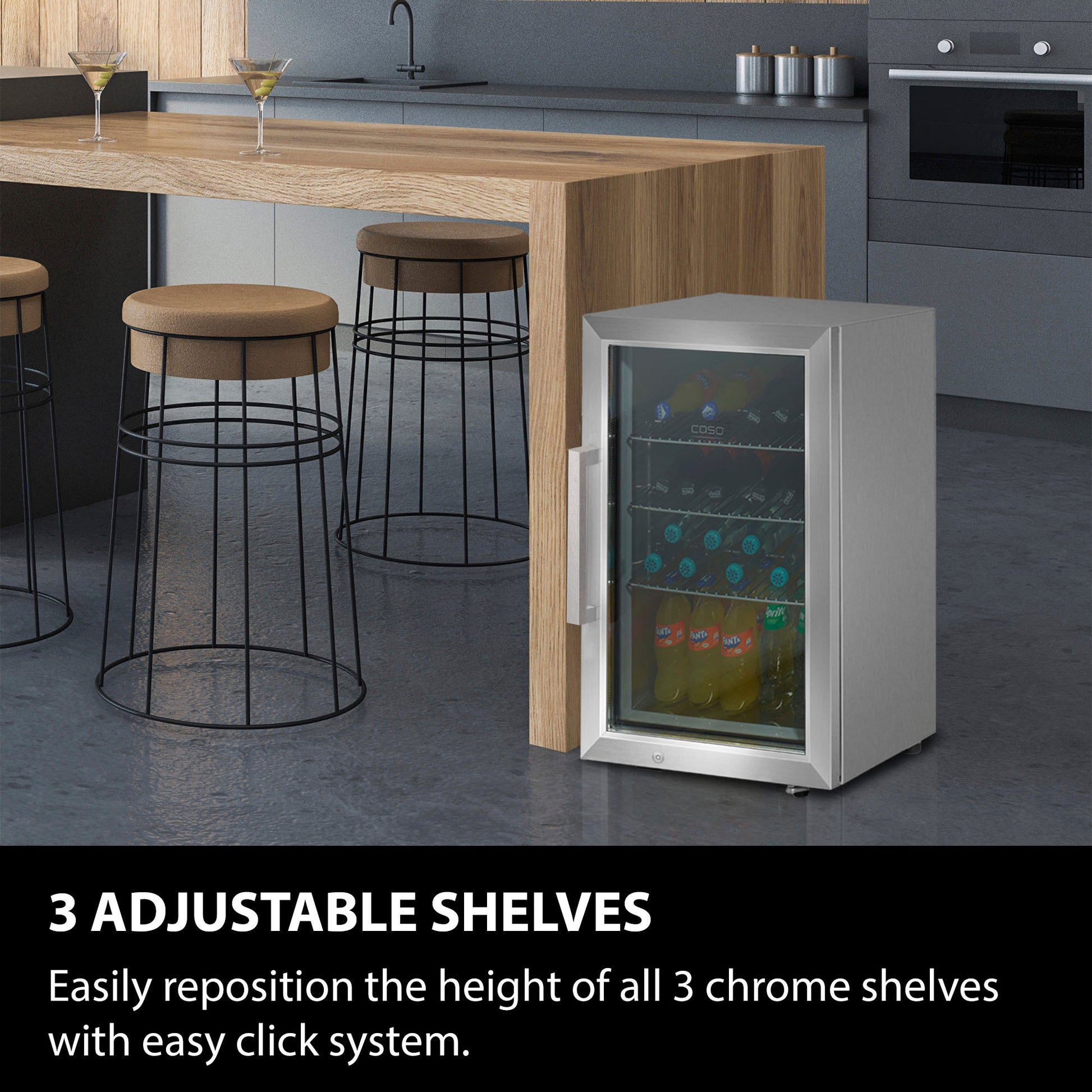 Caso Design, Outdoor Fridge, Silver, Right Sided Hinge