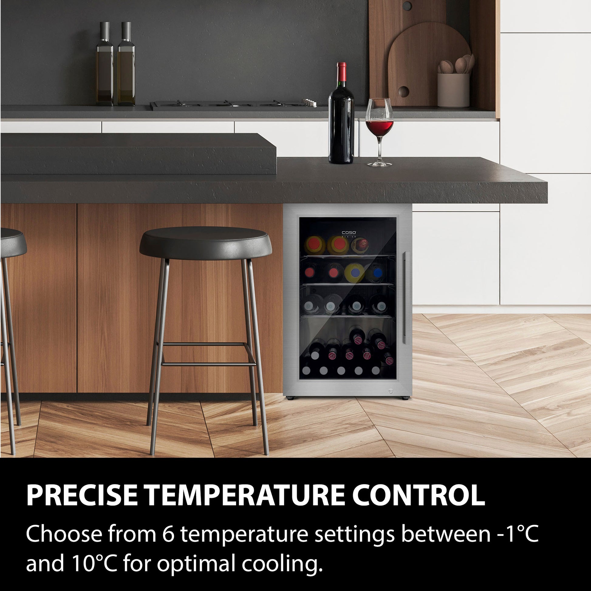 Caso Design, Outdoor Fridge, Silver, Left Sided Hinge