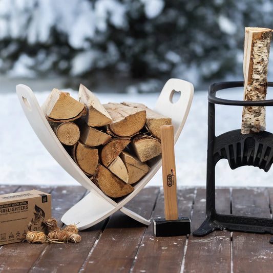 White Birch Log Rack – Indoor Firewood Holder in Nordic Design