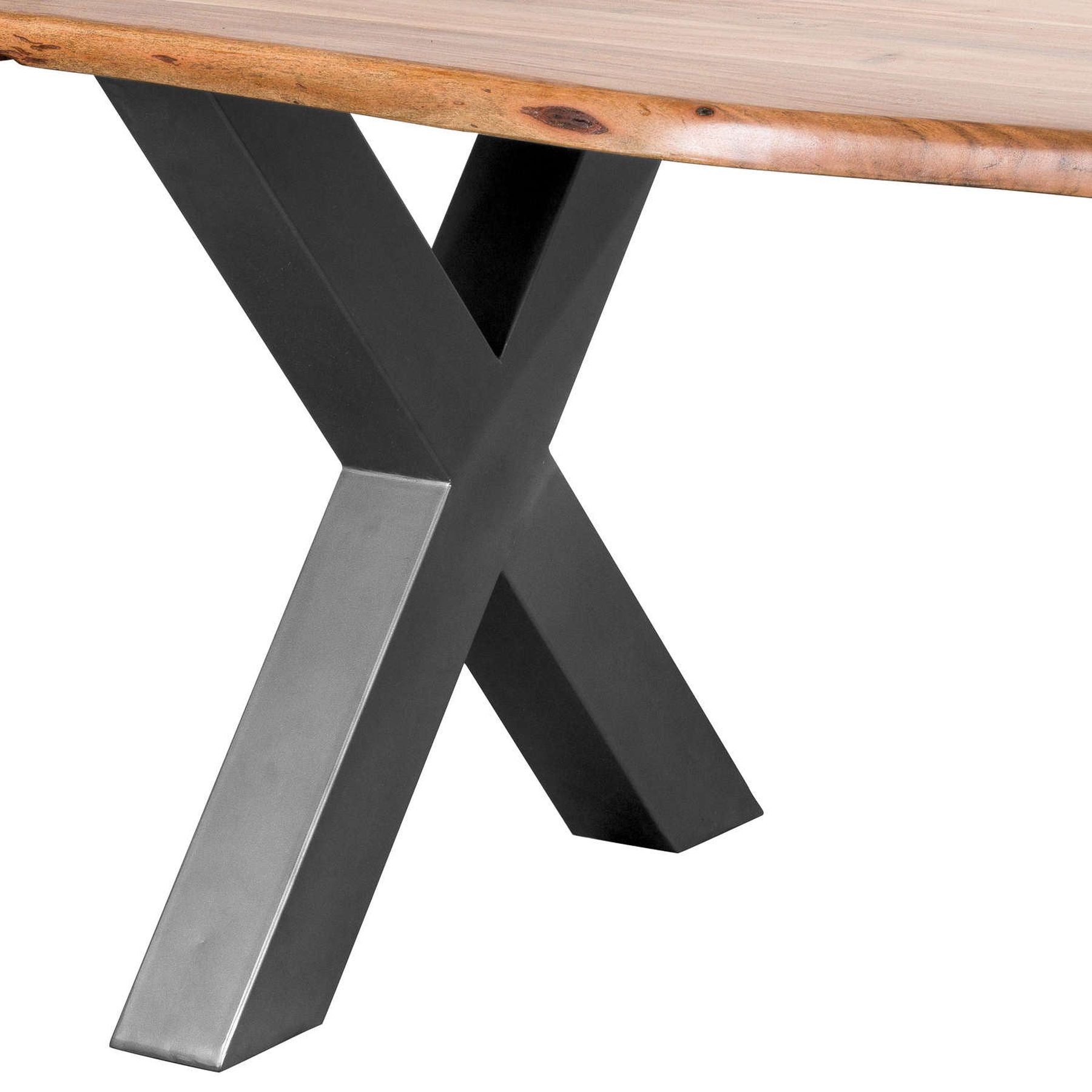 Live Edge Large Dining Table – Acacia Wood & Metal X-Frame