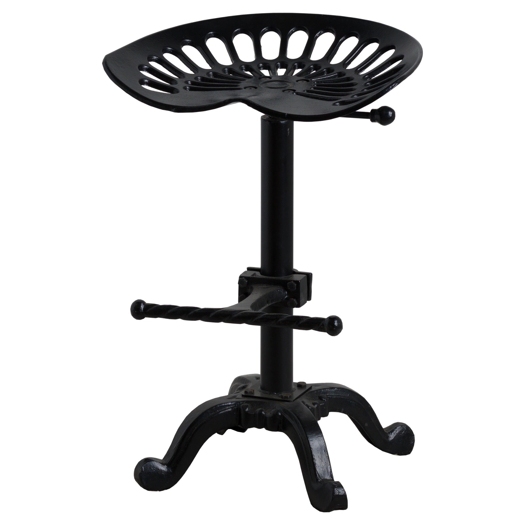 Adjustable Tractor Seat | Black Metal Industrial Bar Stool