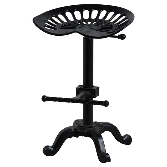 Adjustable Tractor Seat | Black Metal Industrial Bar Stool