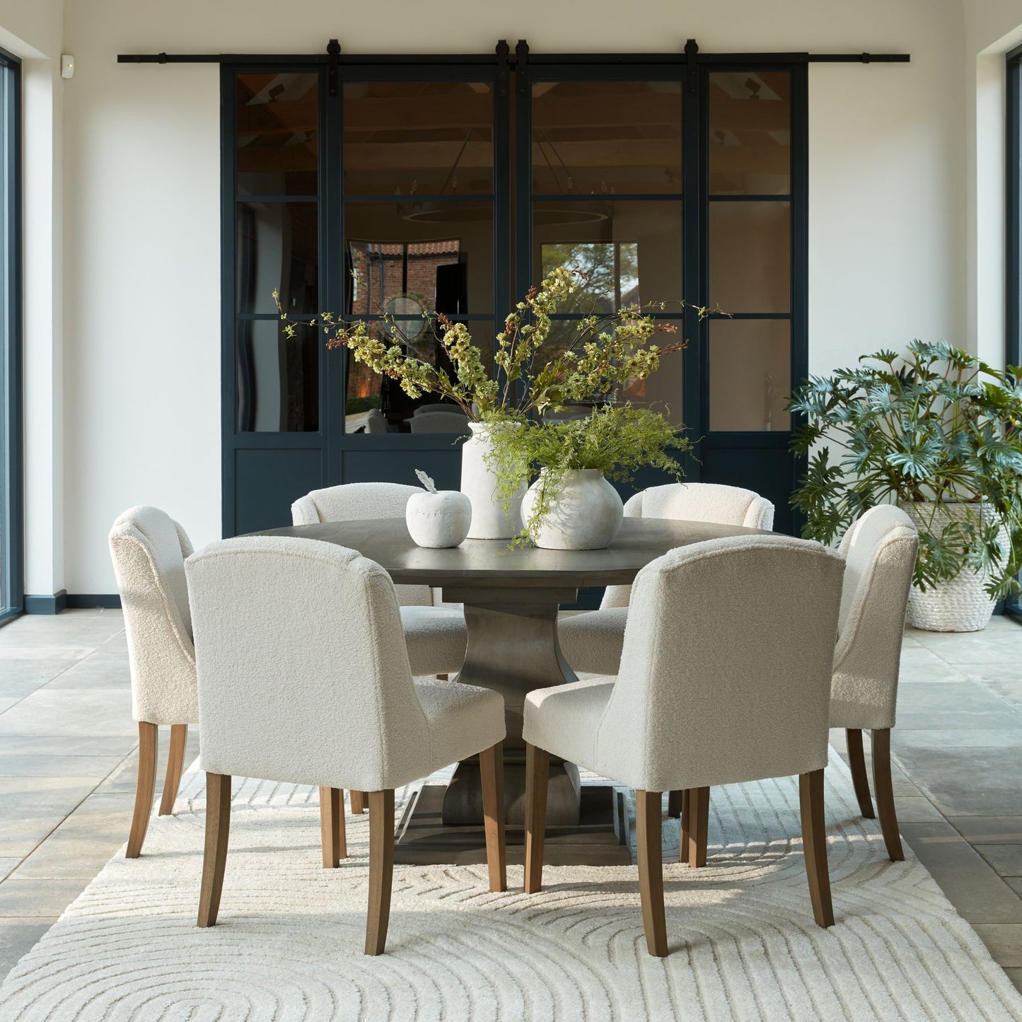 Compton Boucle Dining Chair | Cream Upholstered Dining Seat