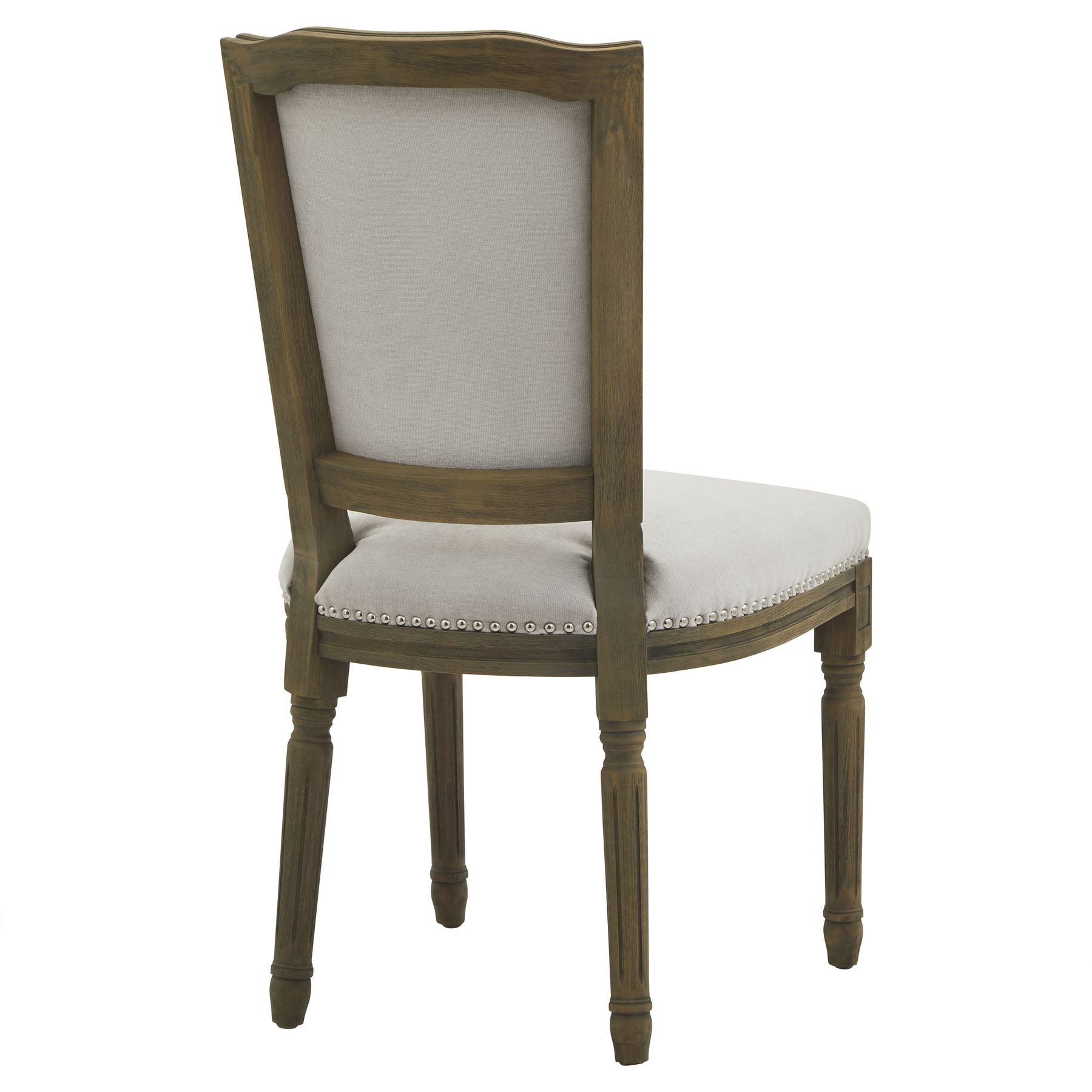 Ripley Grey Dining Chair | Hand-Carved Washed Wood & Woven Fabric Seat