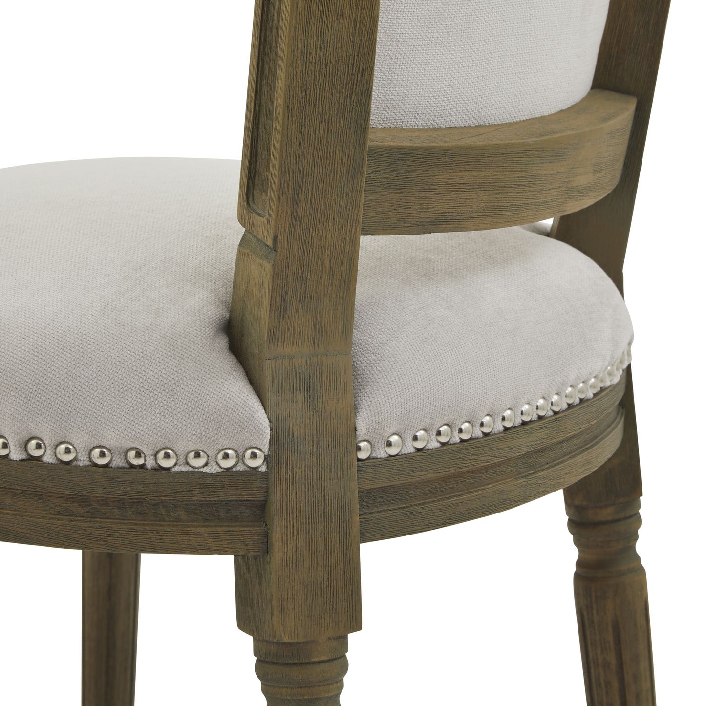 Ripley Grey Dining Chair | Hand-Carved Washed Wood & Woven Fabric Seat