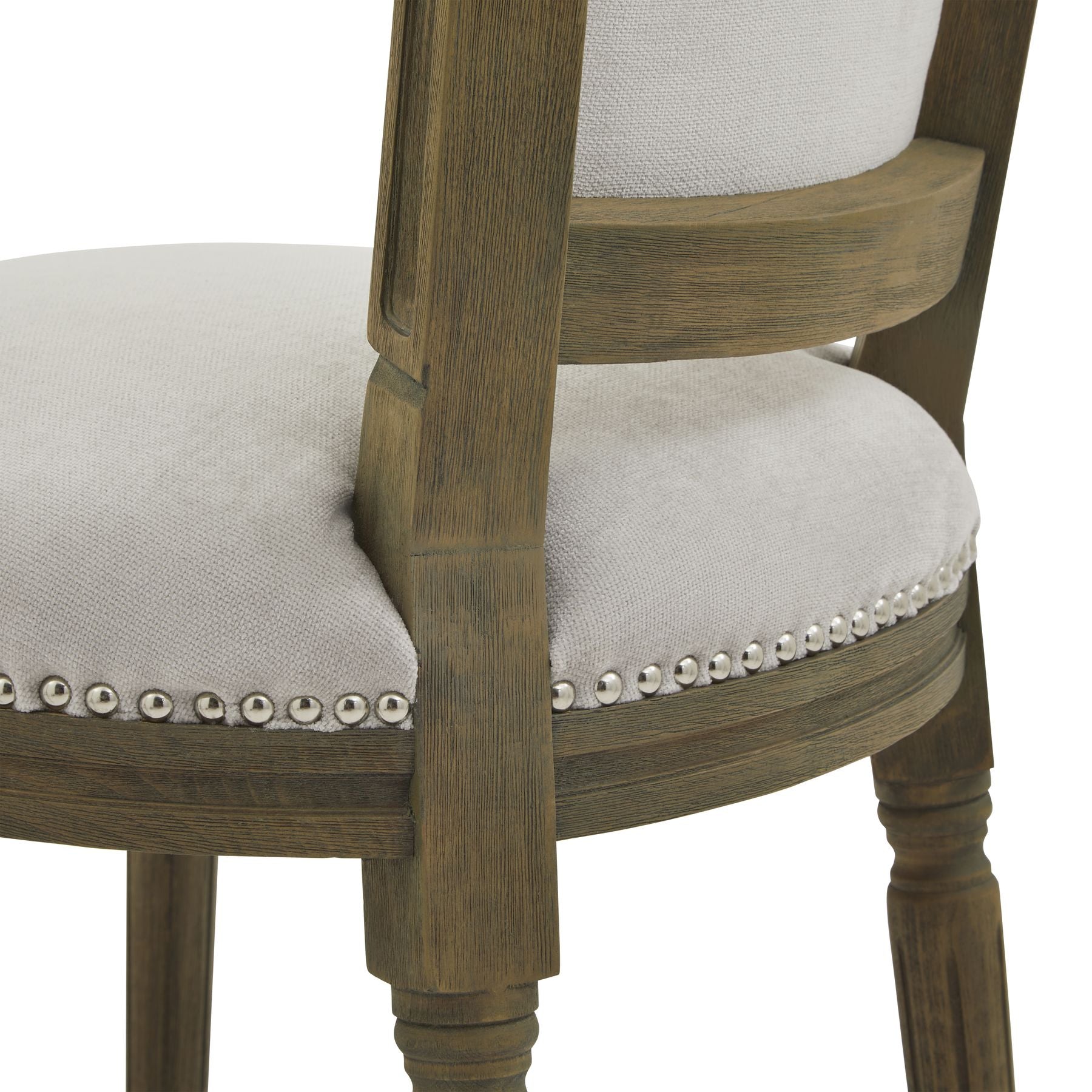 Ripley Grey Dining Chair | Hand-Carved Washed Wood & Woven Fabric Seat