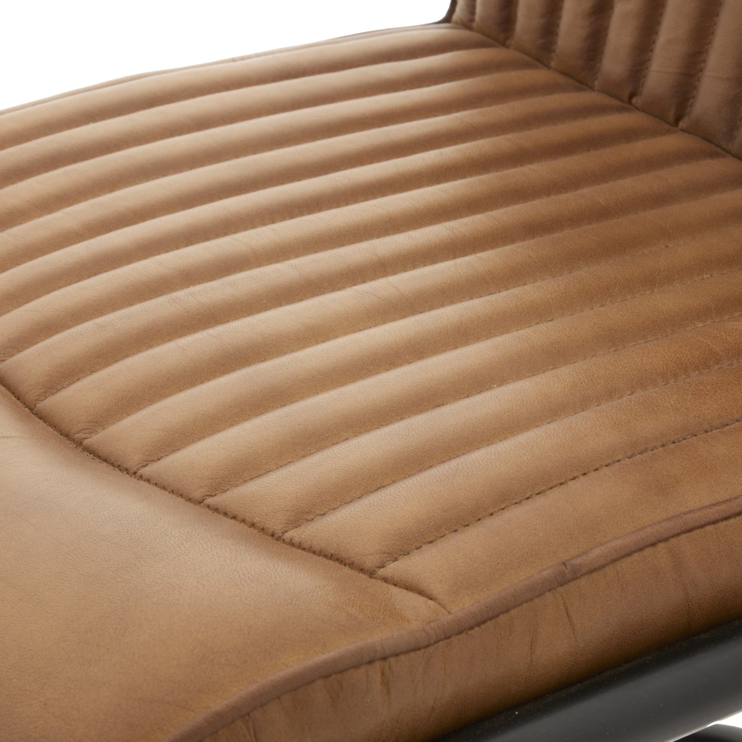 Billy Leather Dining Chair | Caramel Brown Leather & Metal Frame