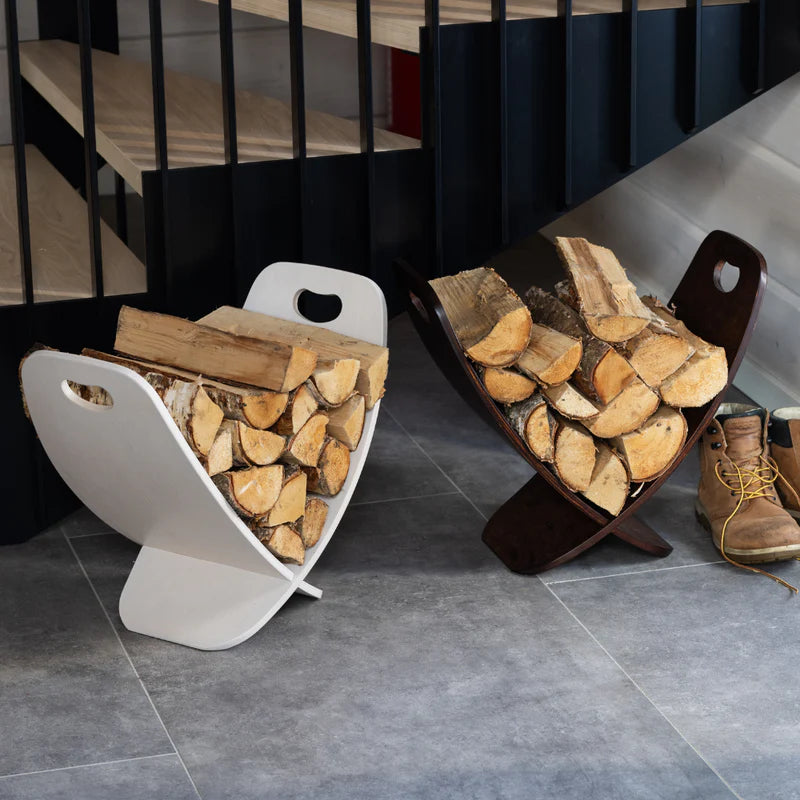 White Birch Log Rack – Indoor Firewood Holder in Nordic Design