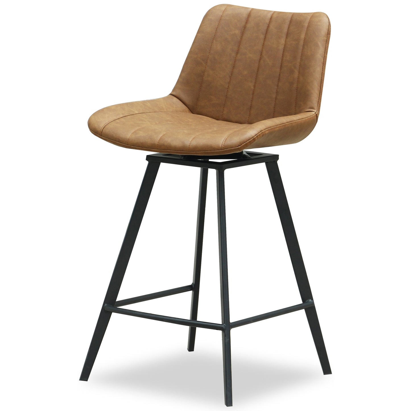 Malmo Tan Swivel Bar Stool | Modern Upholstered Bar Chair with 360° Seat