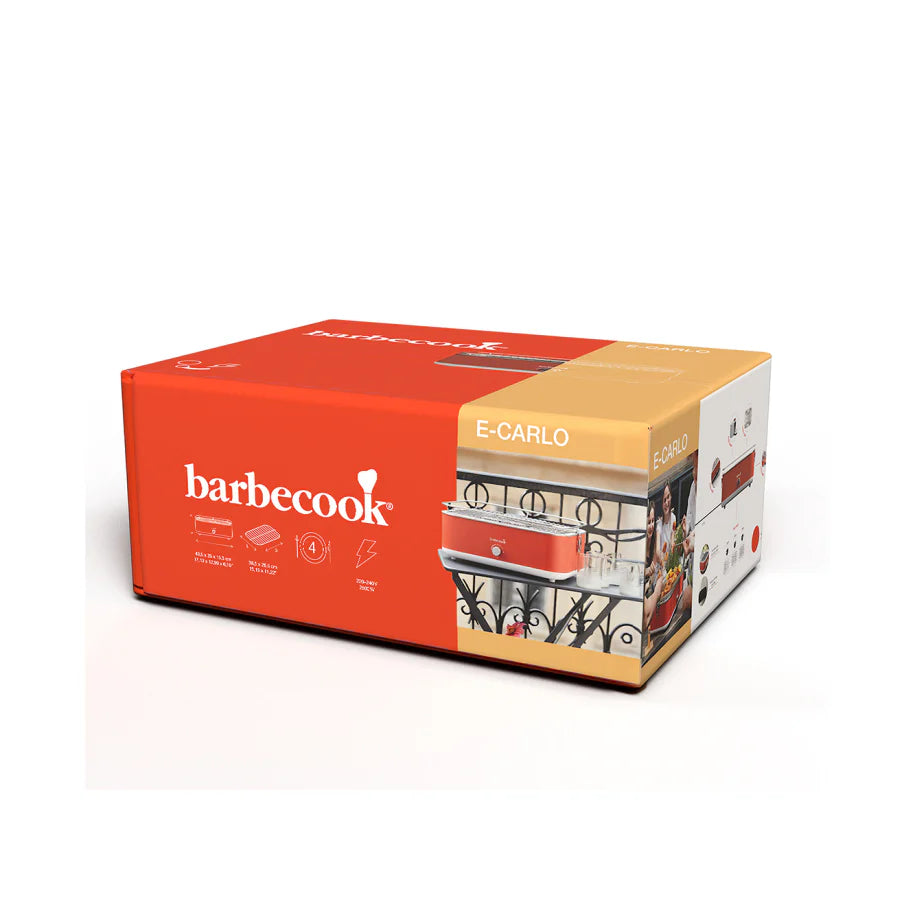 E-Carlo Barbecook Red Compact Electric BBQ for Balcony & Travel