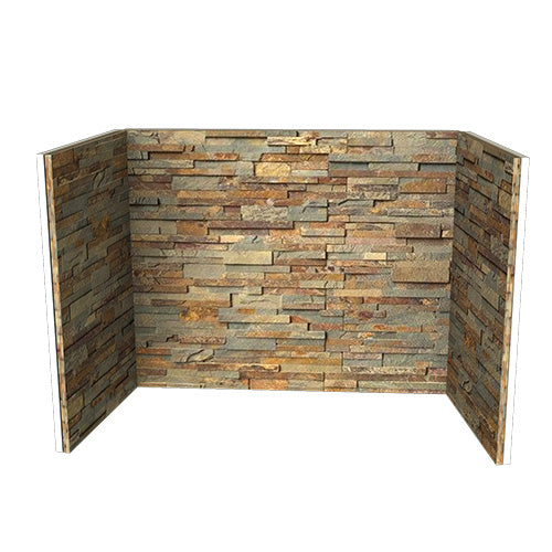 Brown Slate Fireplace Chamber with Hand Built Natural Finish