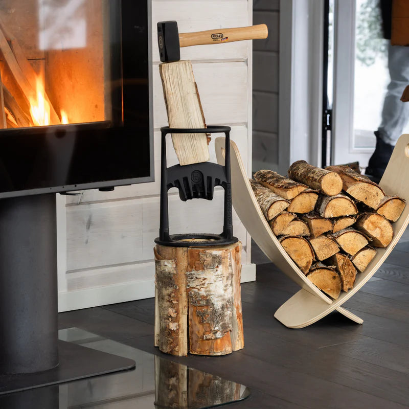 Log Rack Black – Birch Firewood Holder with Modern Nordic Style