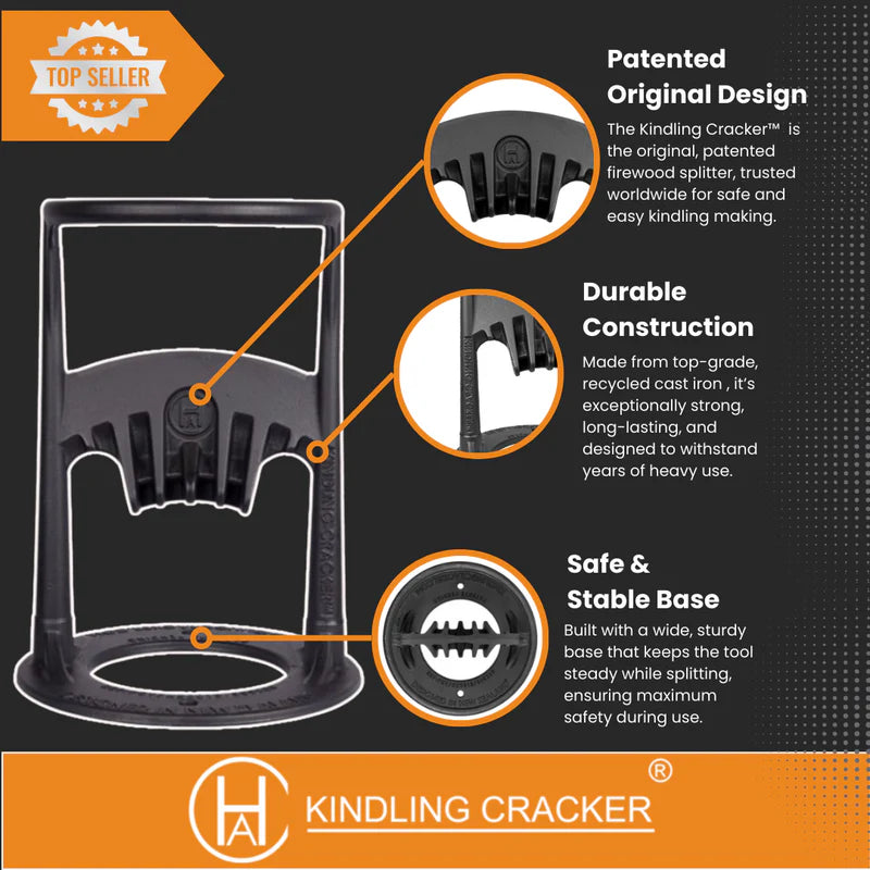 Kindling Cracker Original – Safe Easy Firewood Splitter | Cast Iron Tool