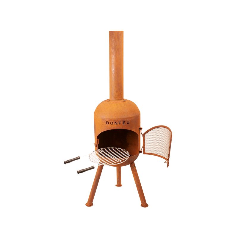 BonFeu, BonSolo, Outdoor Fireplace and Grill, Rust