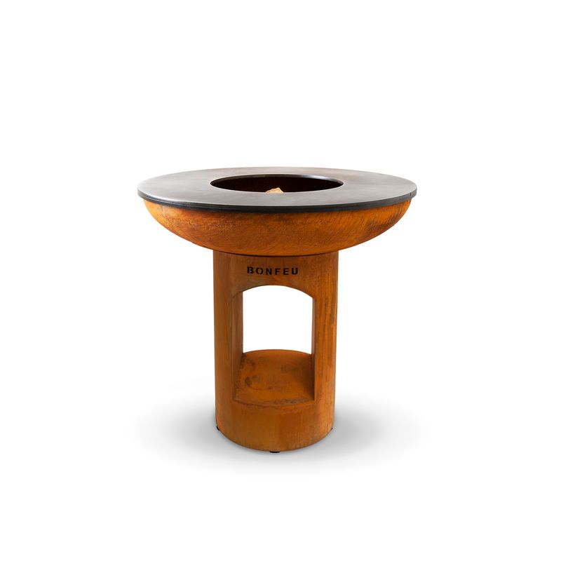 BonFeu, BonBiza XL, Fire Bowl & BBQ Plancha, Open Design, Rusty Brown