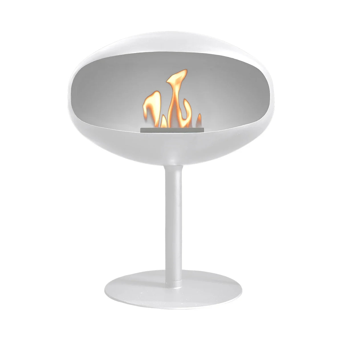 Cocoon Fires Pedestal White Bioethanol Fireplace with Adjustable Flame