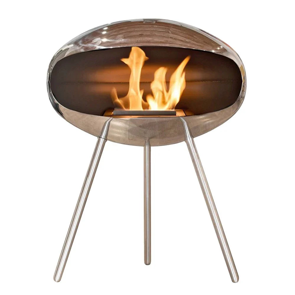 Cocoon Fires Terra Polished Steel Bioethanol Fireplace