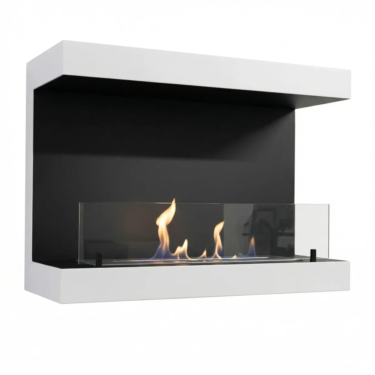 ScandiFlames Dakota White Three Sided Wall Mounted Bioethanol Fireplace