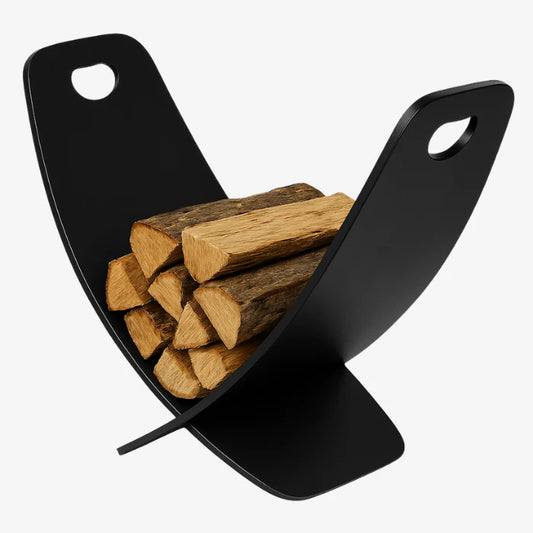 Log Rack Black – Birch Firewood Holder with Modern Nordic Style