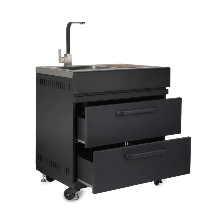 GRLLR Connect L-Shaped Modular Outdoor Kitchen with Kamado Grill, Sink, Stove & Fridge | Garden Kitchen UK