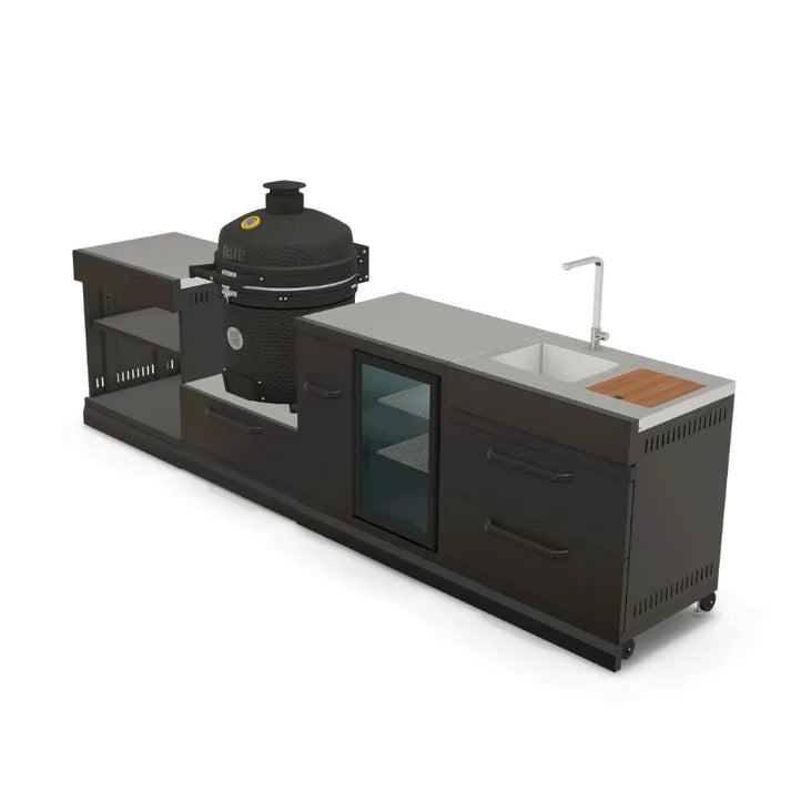 GRLLR Connect Charcoal Outdoor Kitchen with Kamado Grill, Sink & Fridge | Modular Garden Kitchen UK