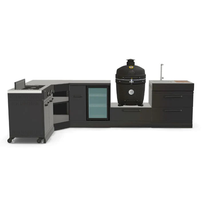 GRLLR Connect L-Shaped Modular Outdoor Kitchen with Kamado Grill, Sink, Stove & Fridge | Garden Kitchen UK
