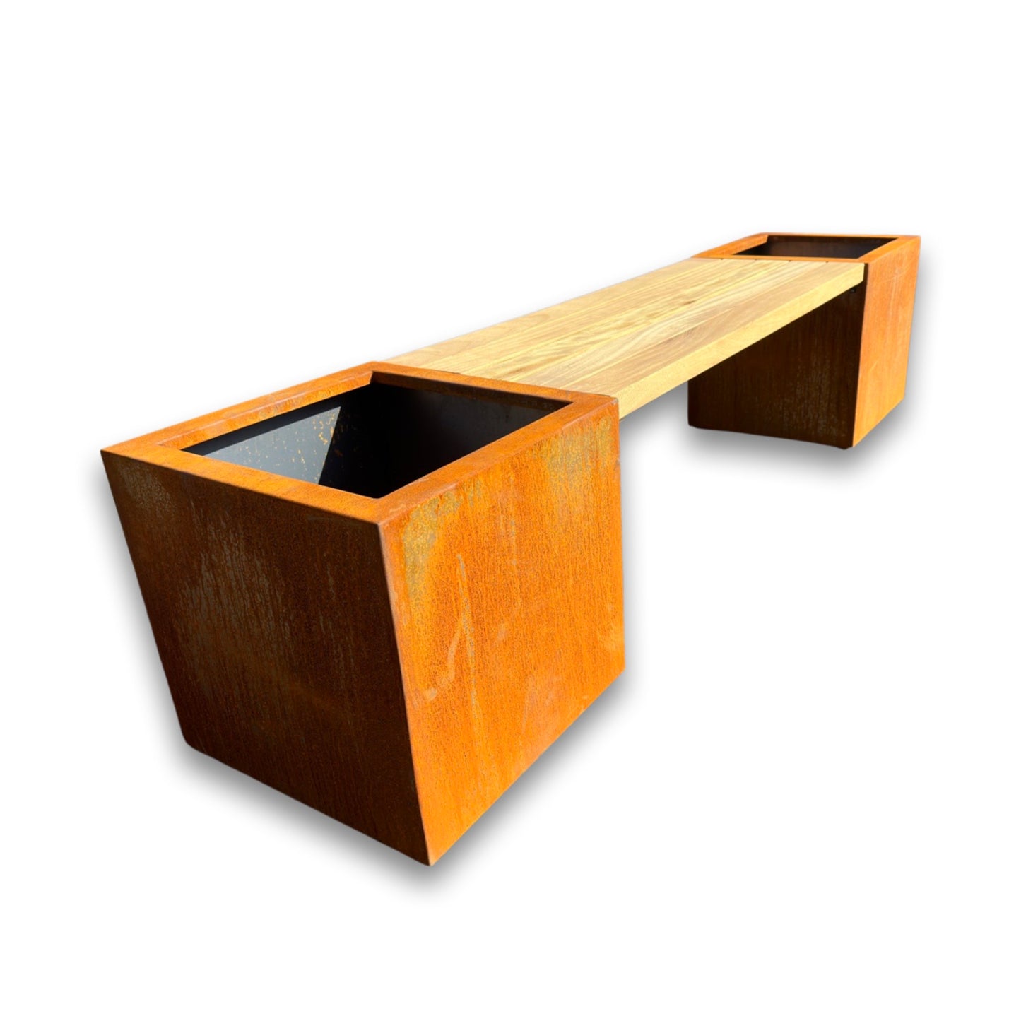Corten Steel & Timber Bench Planter for Home & Commercial Spaces
