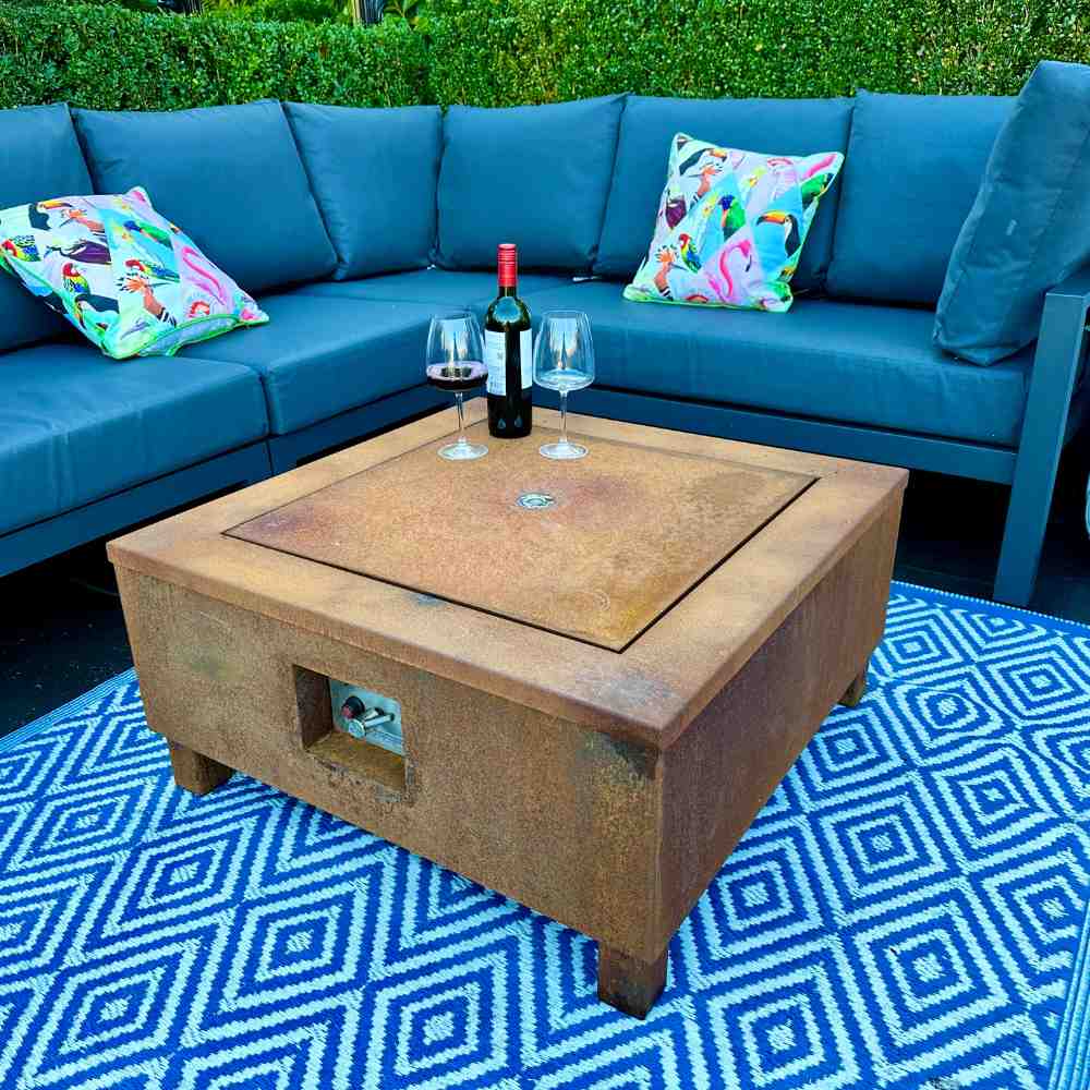 Weather It Helios Corten Steel Gas Fire Pit Table