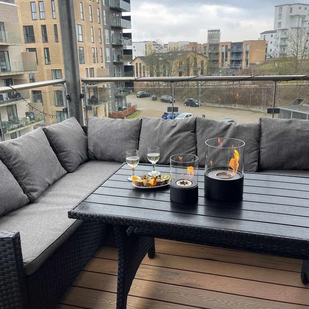 ScandiFlames Kennington Black Round Tabletop Bioethanol Fireplace