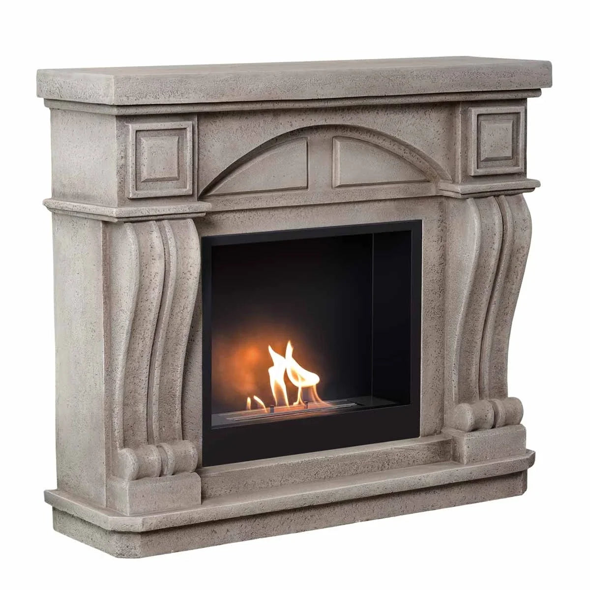 ScandiFlames Logi Bioethanol Fireplace with Geometric Stone Effect Surround