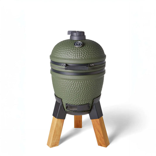 Moddern Kamado Olive Green Aluminium Base with Hard Wood Legs