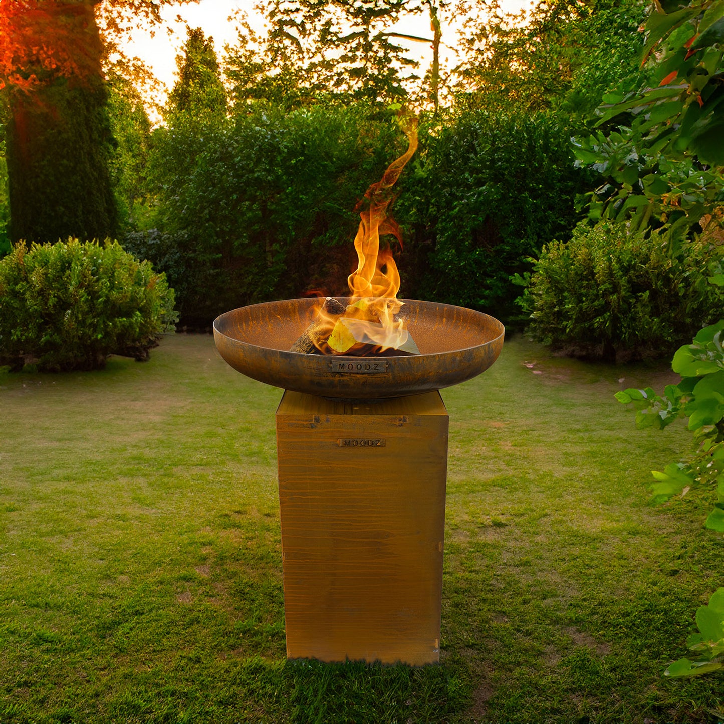 MOODZ Fire Bowl Base – Rusty Brown, Outdoor Garden & Patio Feature
