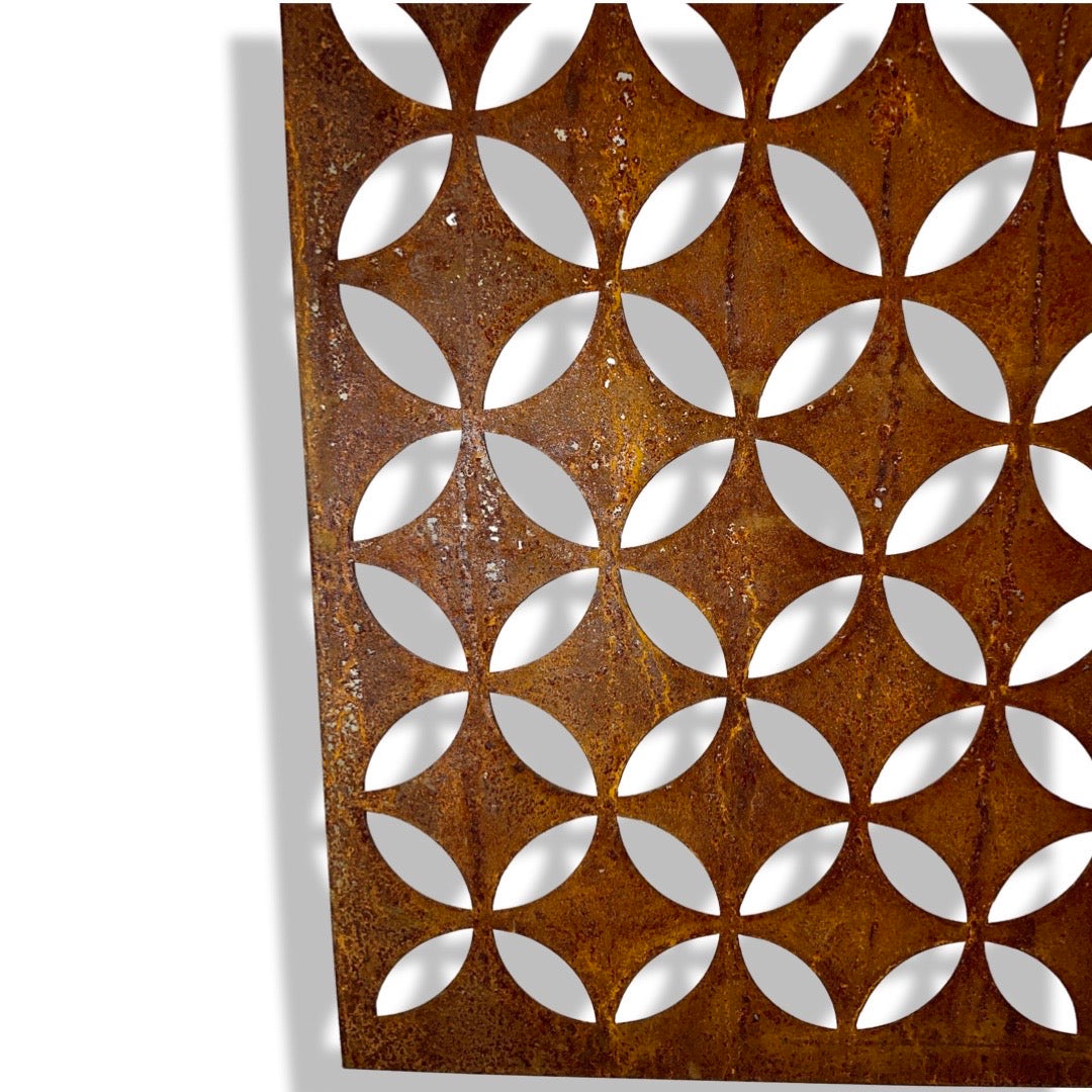 Patina Steel β Laser Cut Screen β Moroccan Circles Design