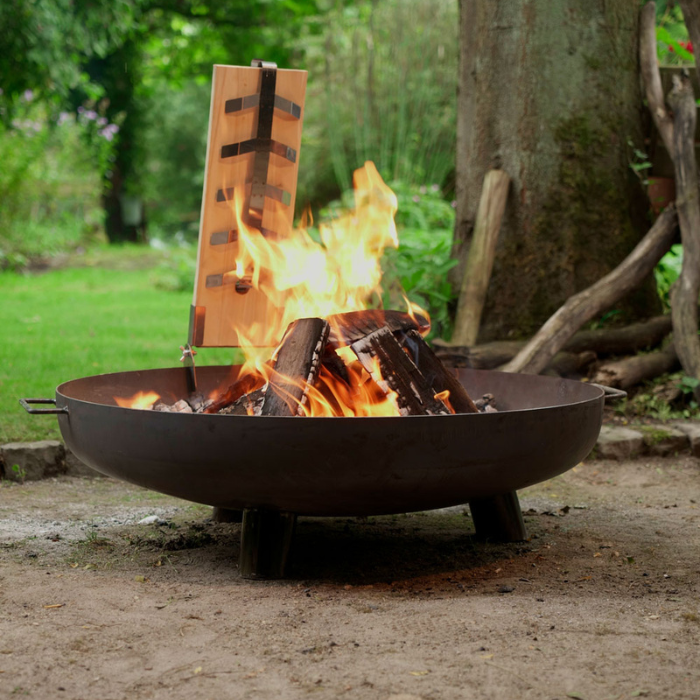 MOODZ Fire Bowl with Feet & Handles, Rusty Brown