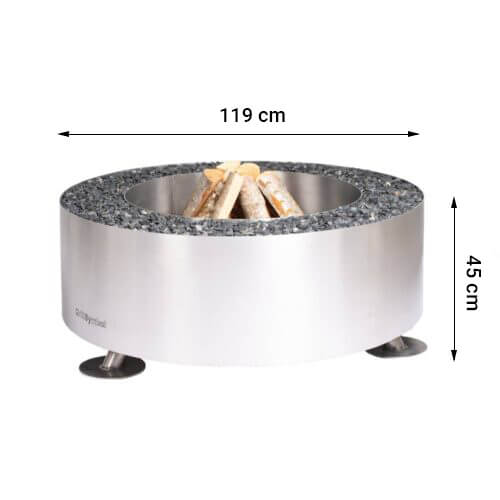 GrillSymbol Stainless Steel Fire Pit Luna Silver