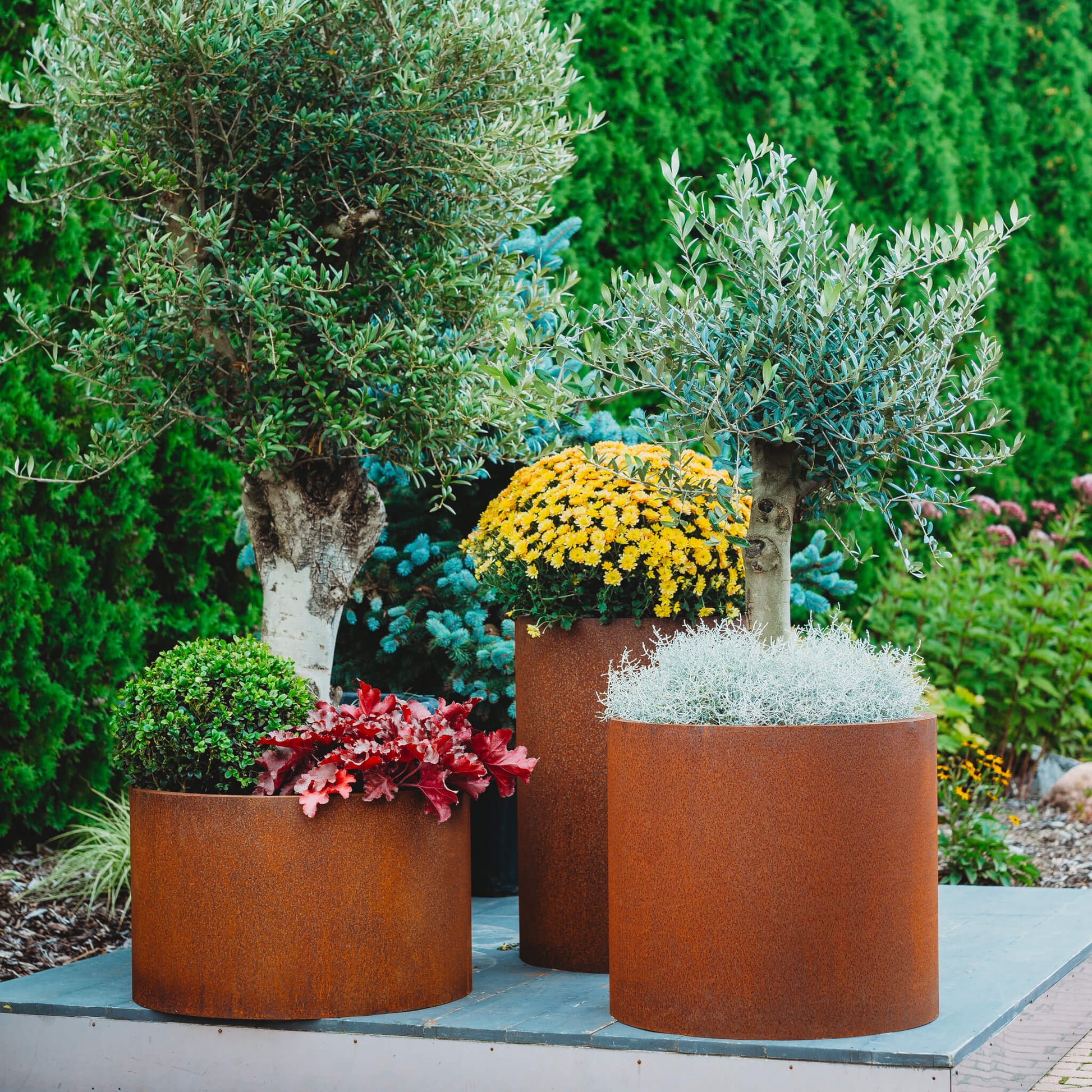 GrillSymbol Corten Steel Flower Pot Set Sisters
