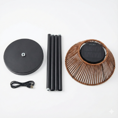 ZOLUNA SOFIE Solar Floor Lamp | Luxury Rattan Outdoor Lamp with Remote Control