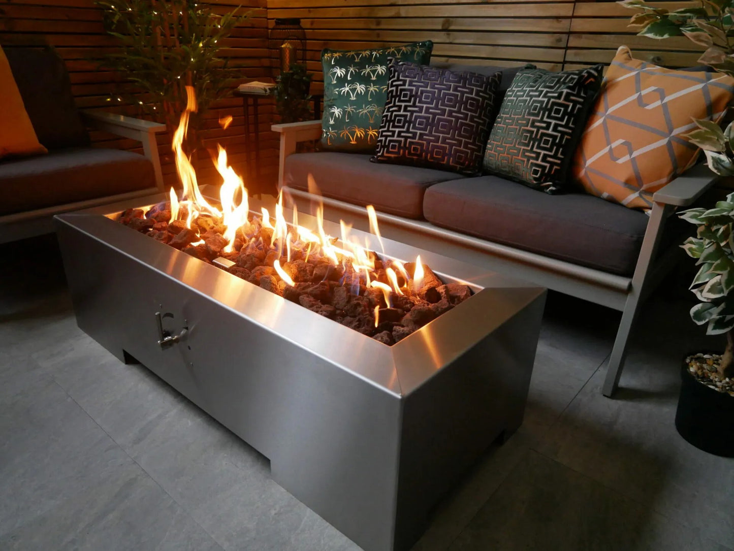 Vulcan β Premium Stainless Steel Rectangle Gas Fire Pit Table
