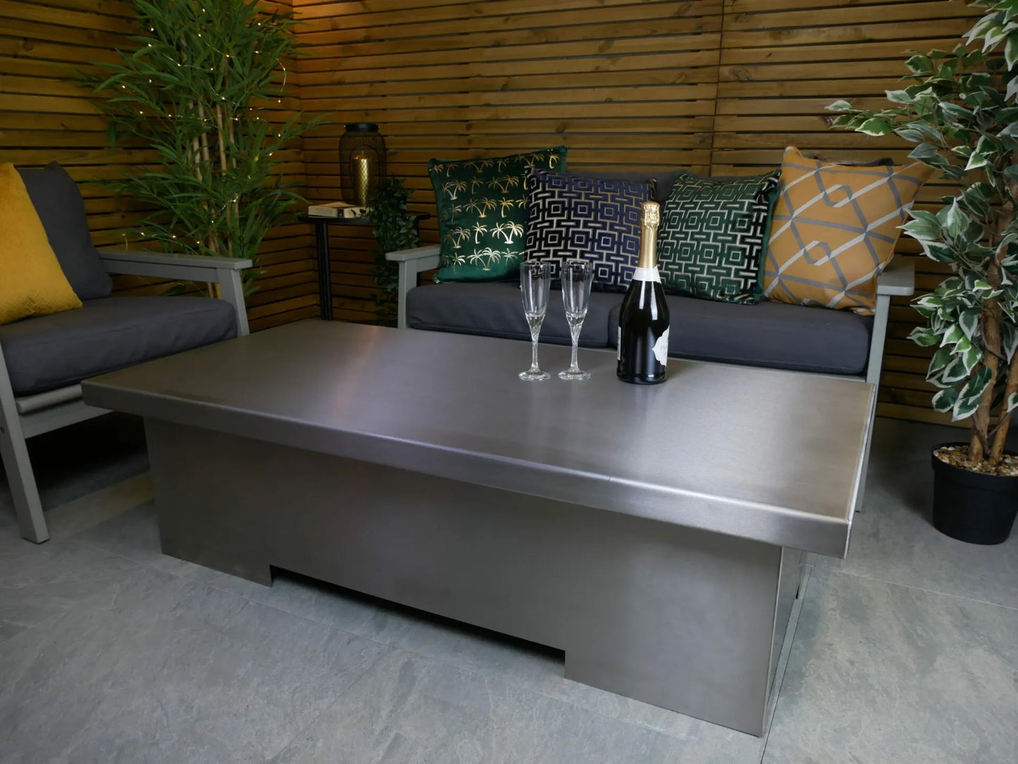 Vulcan β Premium Stainless Steel Rectangle Gas Fire Pit Table