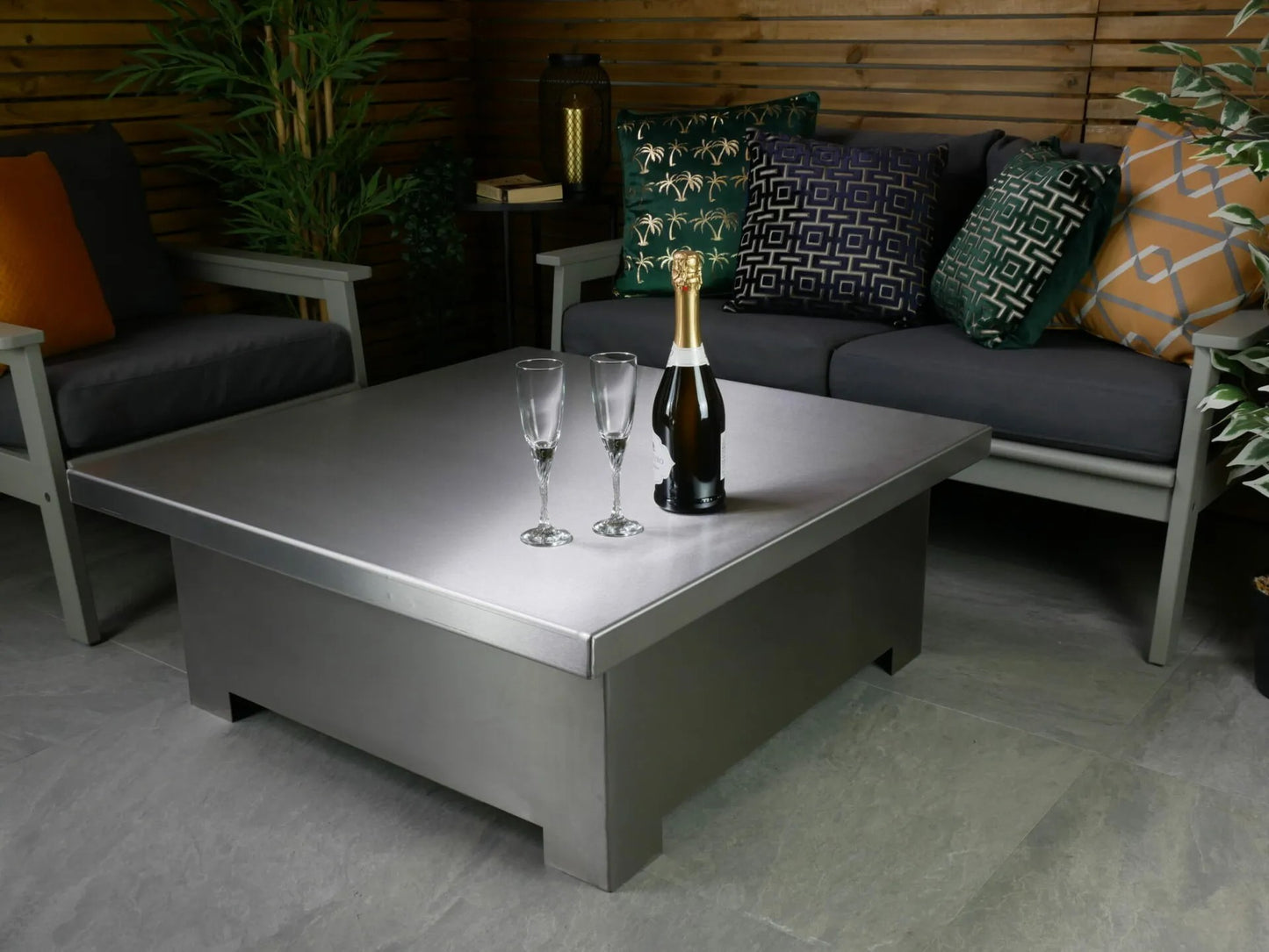Helios β Premium Stainless Steel Square Gas Fire