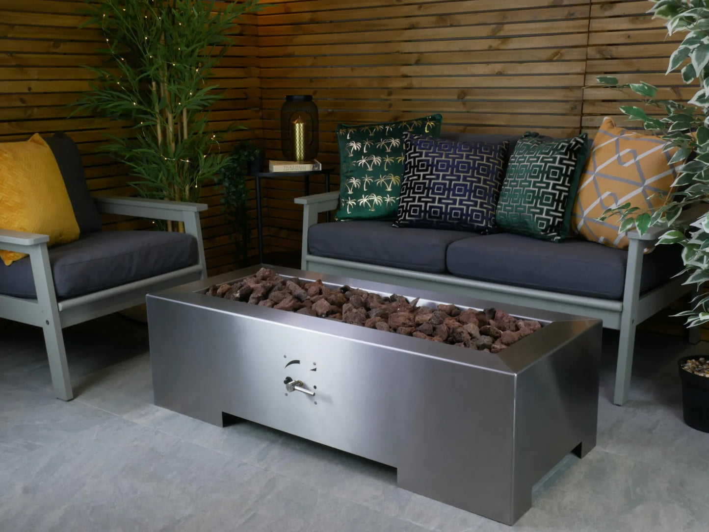 Vulcan β Premium Stainless Steel Rectangle Gas Fire Pit Table