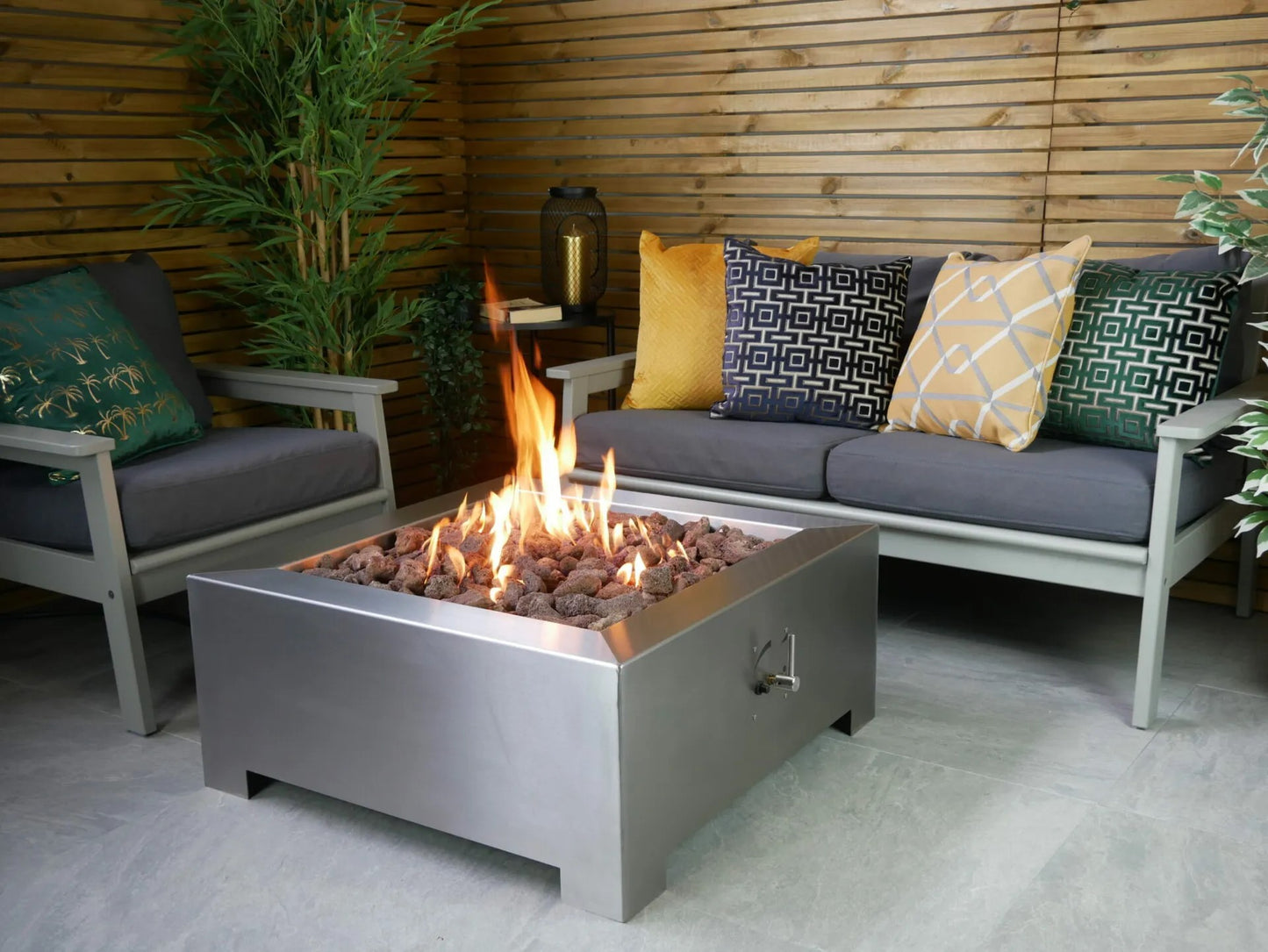 Helios β Premium Stainless Steel Square Gas Fire