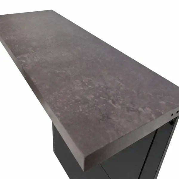 GRLLR Adjustable Outdoor Kitchen Back Bar Wall with Stone Effect Worktop