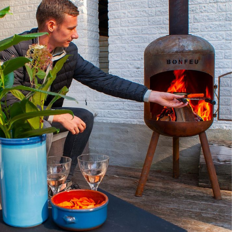 Bonfeu, BonBono, Outdoor Fireplace and Grill, Black