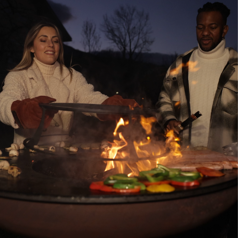 BonFeu, BonBiza XL, Fire Bowl & BBQ Plancha, Rusty Brown