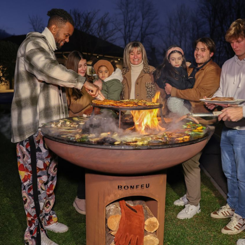 BonFeu, BonBiza XL, Fire Bowl & BBQ Plancha, Open Design, Rusty Brown