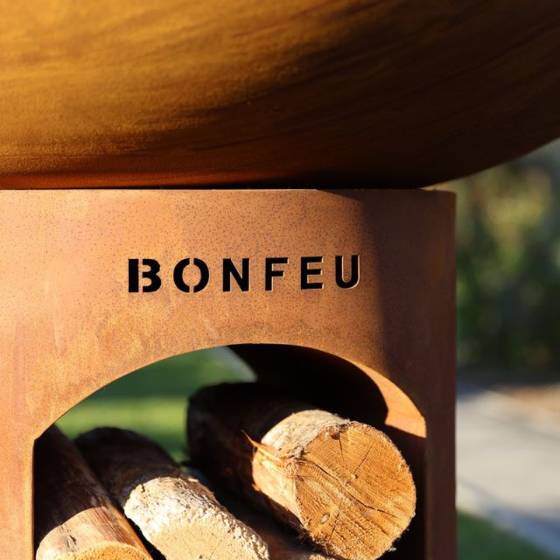 BonFeu, BonBiza XL, Fire Bowl & BBQ Plancha, Open Design, Rusty Brown